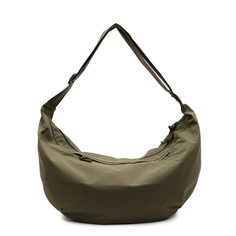 Large Capacity Nylon Bag Shoulder Messenger Bag New Urban Simple Dumpling Bag Solid Color Casual Student Bag