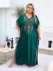 EDOLYNSA 2024 Elegant Gold Thread Embroidered Plus Size Kaftan Women Long Beach Dress Summer Vacation Homewear Swimsuit Cover Up Loose Caftan