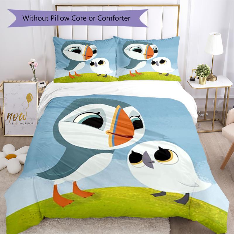 3 шт. Комплект постельного белья Puffin Rock Закрытие на пододеяльник Включает 1 пододеяльник и 2 наволочки, Мягкий и удобный для всех сезонов.