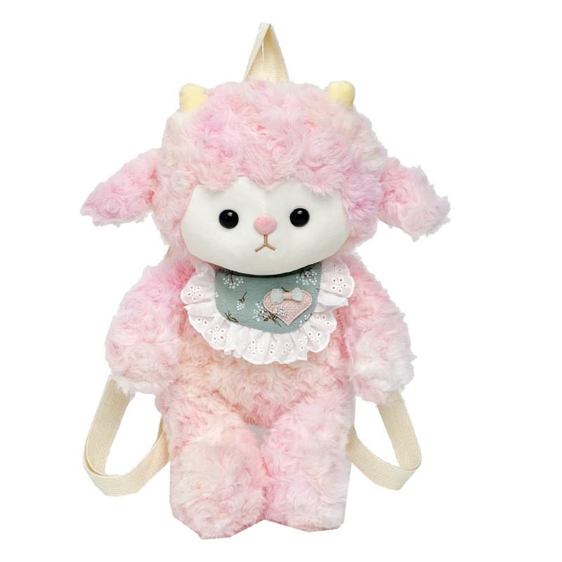 Cute Girl Plush Backpack With Cartoon Sheep Design For Kids And Teens