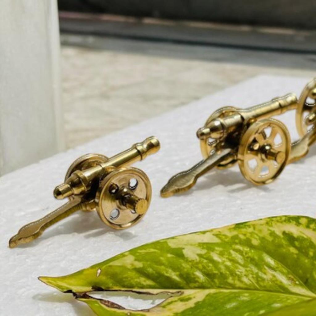 Антикварная латунная и деревянная столешница (Пушка) Муляж - Винтажный Декоративный Коллекционный