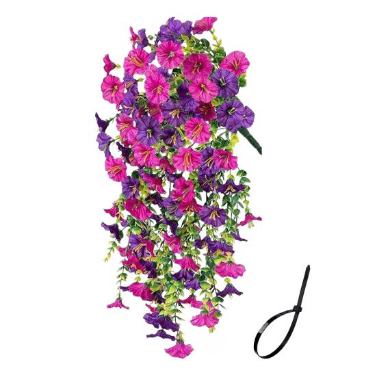 1/2Pcs Hanging Artificial Morning Glory UV Resistant Fake Flower Wedding Party Indoor Outdoor Garden Wall Hanging Faux Flower Decoration