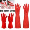 Red Rubber Gloves Waterproof Gauntlet High Quality Washing Dishes Gloves  for Cleaning Work