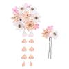 JZOON Handmade Hair Ornament Set with Flowers for and Light 2-Piece Tsumami-zaiku Shichi-Go-San (Coming-of-Age Ceremony), Yukata, Hakama, Kimono,