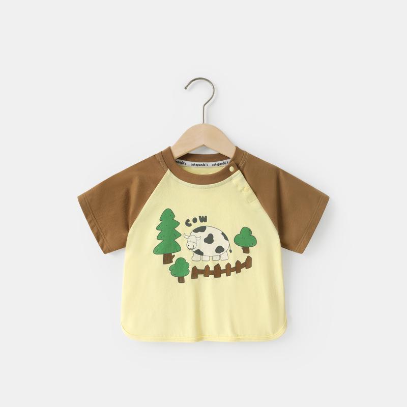 Одежда для малышей, футболки с короткими рукавами для мальчиков, летняя одежда для девочек, летняя хлопковая детская одежда для маленьких девочек, топы