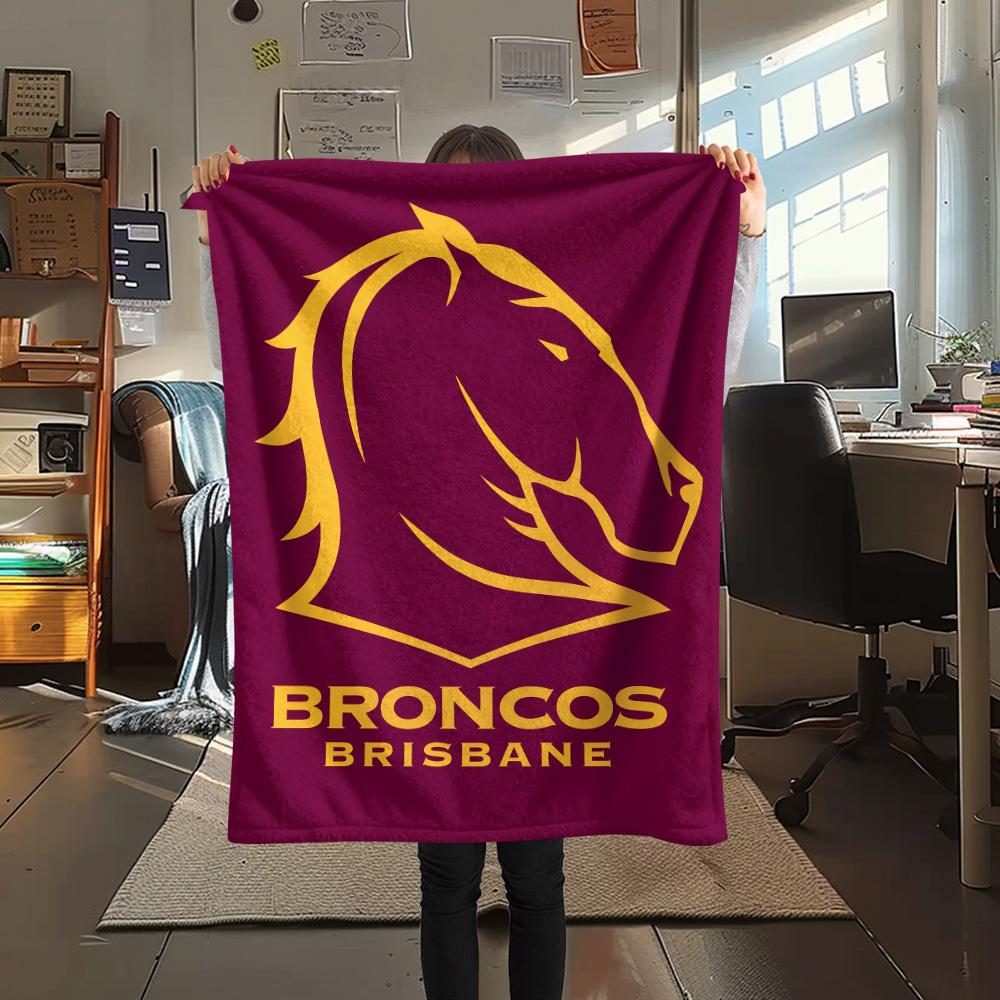 Brisbane Broncos Print Flannel Blanket, High quality Comfortable for All Seasons, Home Decor, Warmth and Comfort