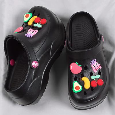 Летняя женская обувь с закрытым носком, 7 см, садовые туфли с отверстиями