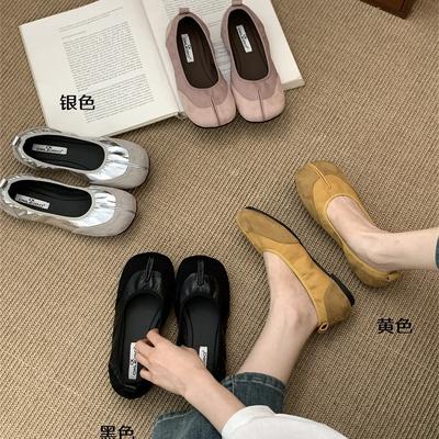 Туфли-одиночки на плоской подошве с раздвоенным носком 'свиные копытца', женская обувь 2025, новая весенняя обувь, туфли-носки с квадратным носком 'подкова' и 'большой палец'