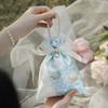 Korean Style Festive Sugar Bag Flower Canvas Knot Wrist Bag Portable Wedding Candy Bag  Wedding