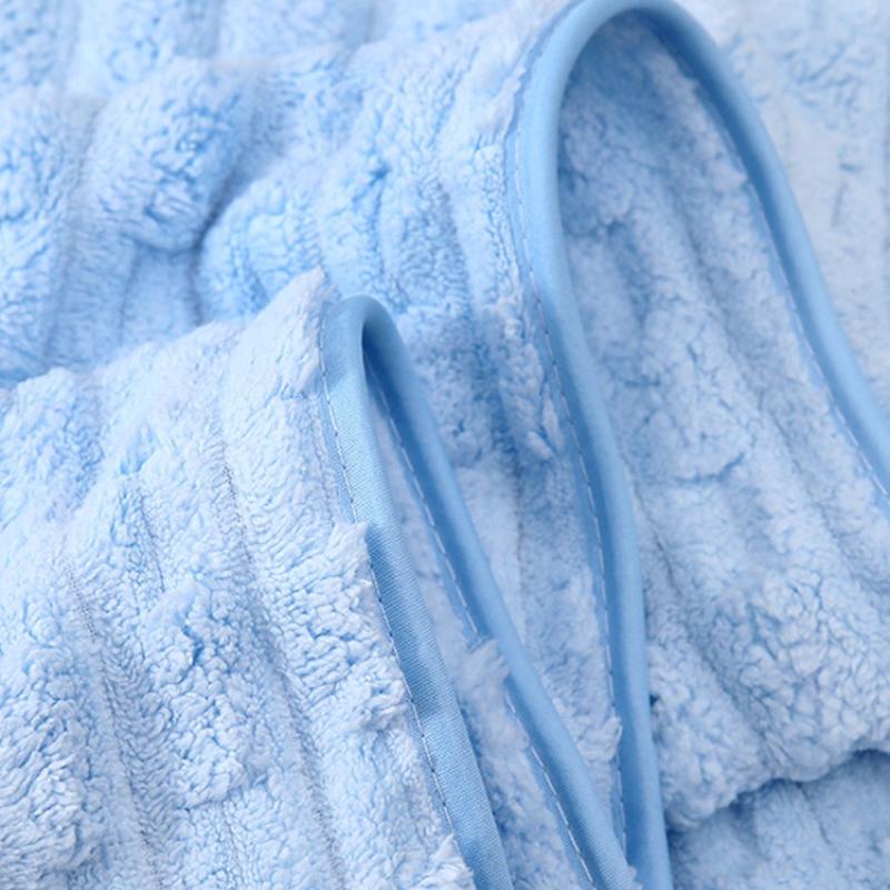Solid Color Coral Fleece Absorbent Bath Towel Thick Durable Bathrobe for Household Use That Not Prone Shedding Hair Beauty Salon SPA Dry Hair Hat