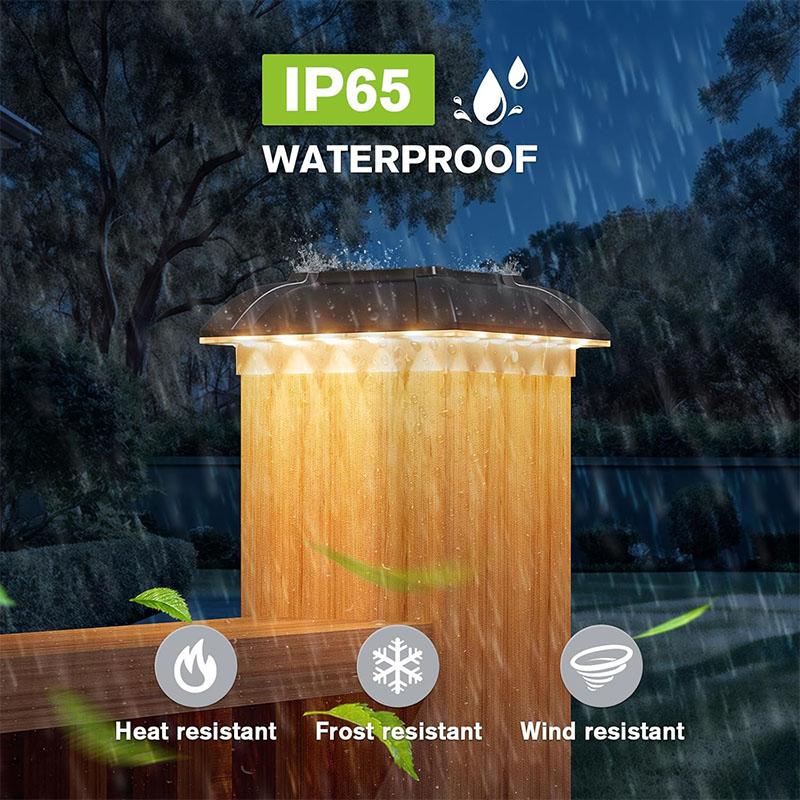 Solar Column Cap Lamp Solar Powered Fence Lights Outdoor IP65 Waterproof Warm Light for 4 Inch Wood Posts Yard Garden Outside