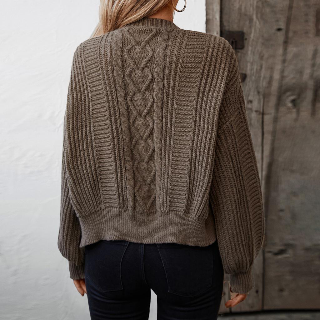 Женский модный повседневный однотонный трикотажный кардиган-жакет с V-образным вырезом, длинными рукавами, свободного кроя, с косами и пуговицами