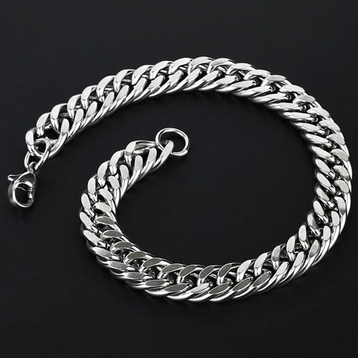 Мужские браслеты из нержавеющей стали, кубинская цепочка, серебряный цвет, золотой браслет, мужской женский ювелирный подарок