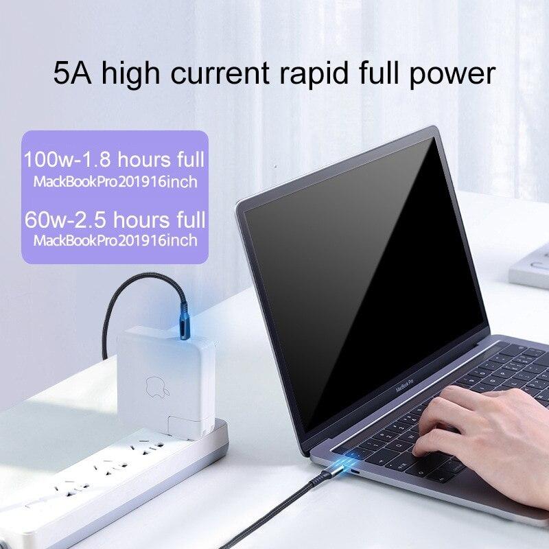 100 Вт кабель Type-C - Type-C USBC PD для быстрой зарядки, кабель USB-C 5A TypeC 2M для Macbook Samsung Xiaomi POCO