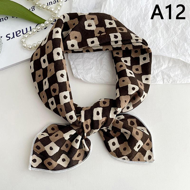 56Cm Ladies Headband Cotton Linen Square Scarf Korean College Girls Elegant Neck Scarves Sun Protection Headscarf