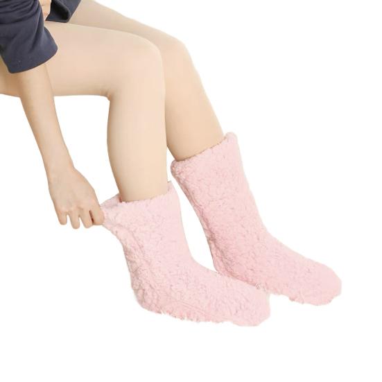 Утепленные зимние термоноски из кашемира для женщин, уютные мягкие носки для дома, бархатные ковровые носки для сна, теплые носки-тапочки с антискользящей подошвой