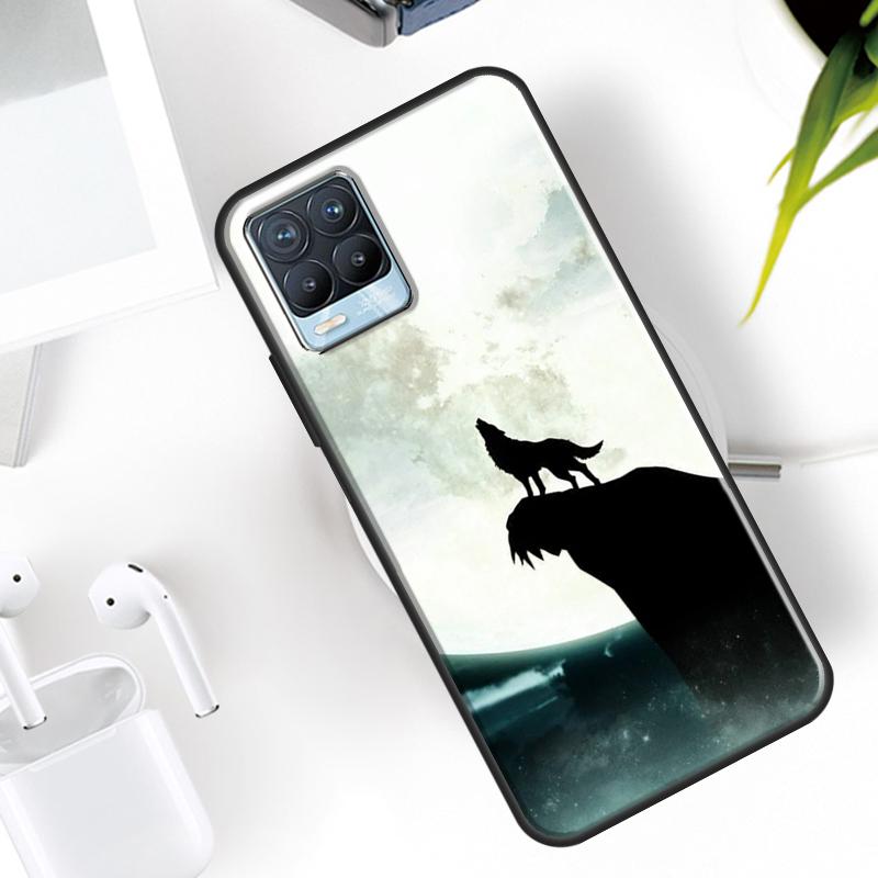 Moon Roaring Wolf Case For Realme 15 11 12 13 14 Pro Plus C53 C55 C51 C25 C63 C61 C65 C67 C71 C75 GT6 GT7 Pro