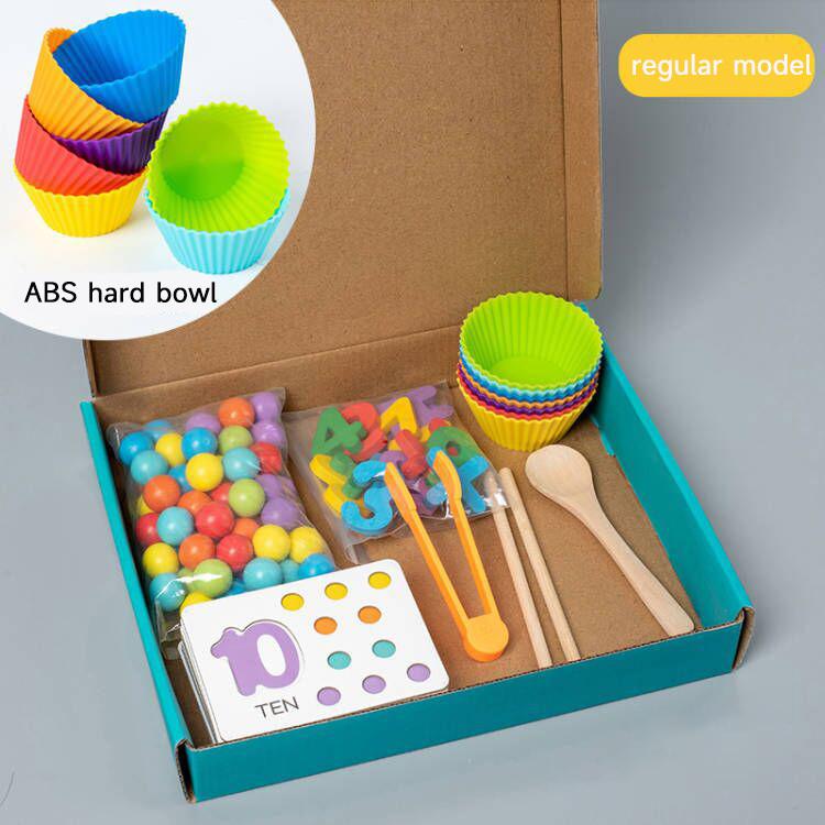 Wooden Montessori Clip Beads Toy Children Clip Ball Puzzle Toys  Fine Motor Training Color Sorting Matching Math Educational Toy