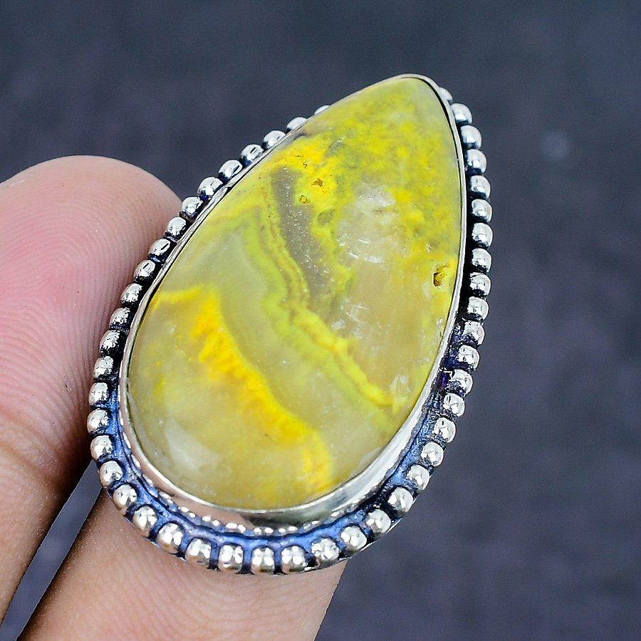 Драгоценный камень Яшма Шмель Серебро 925 пробы Ювелирное кольцо Размер 9