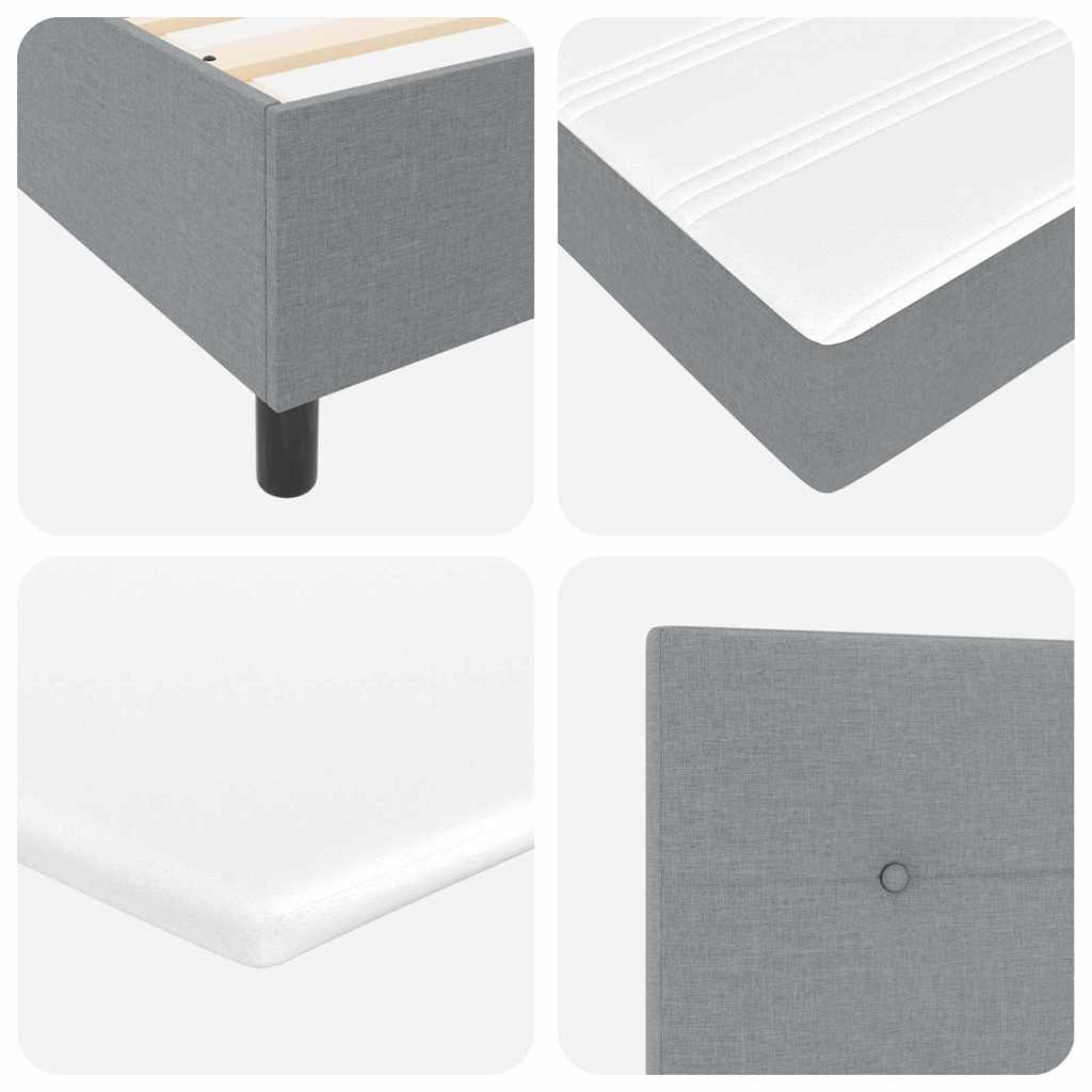 Box Spring Bed with Mattress Light Grey 80 x 200 cm Fabric