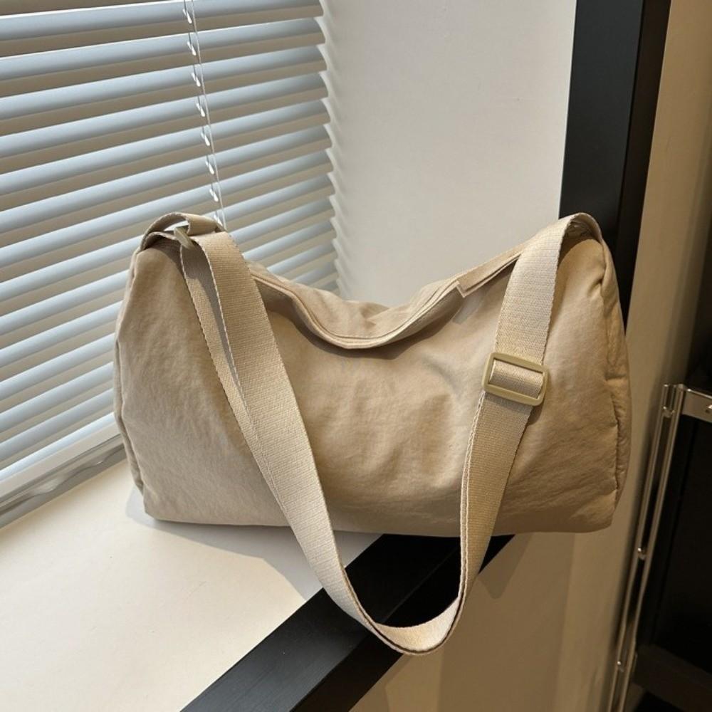 Japanese Style Simple Crossbody Bag Solid Color Canvas Pillow Bag Versatile Shoulder Bag Student