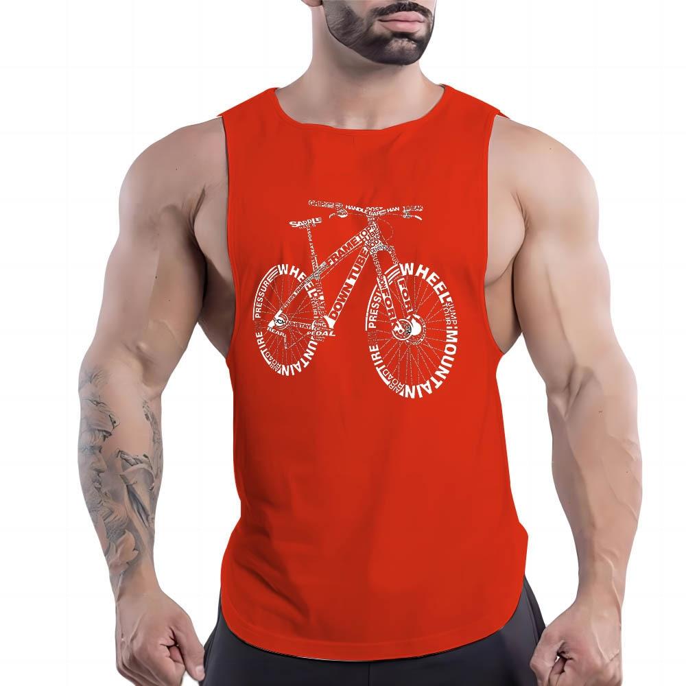 Summer Adult Men'S Casual Sports Crew-Neck Vest Creative Bike 2d Print Fashion Trend Simple Breathable Sleeveless T-Shirt