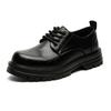 Новые кожаные туфли мужские весна и осень деловые платья большая голова гонконгский стиль толстая подошва внутренняя высота увеличение британский 65225 черный -J