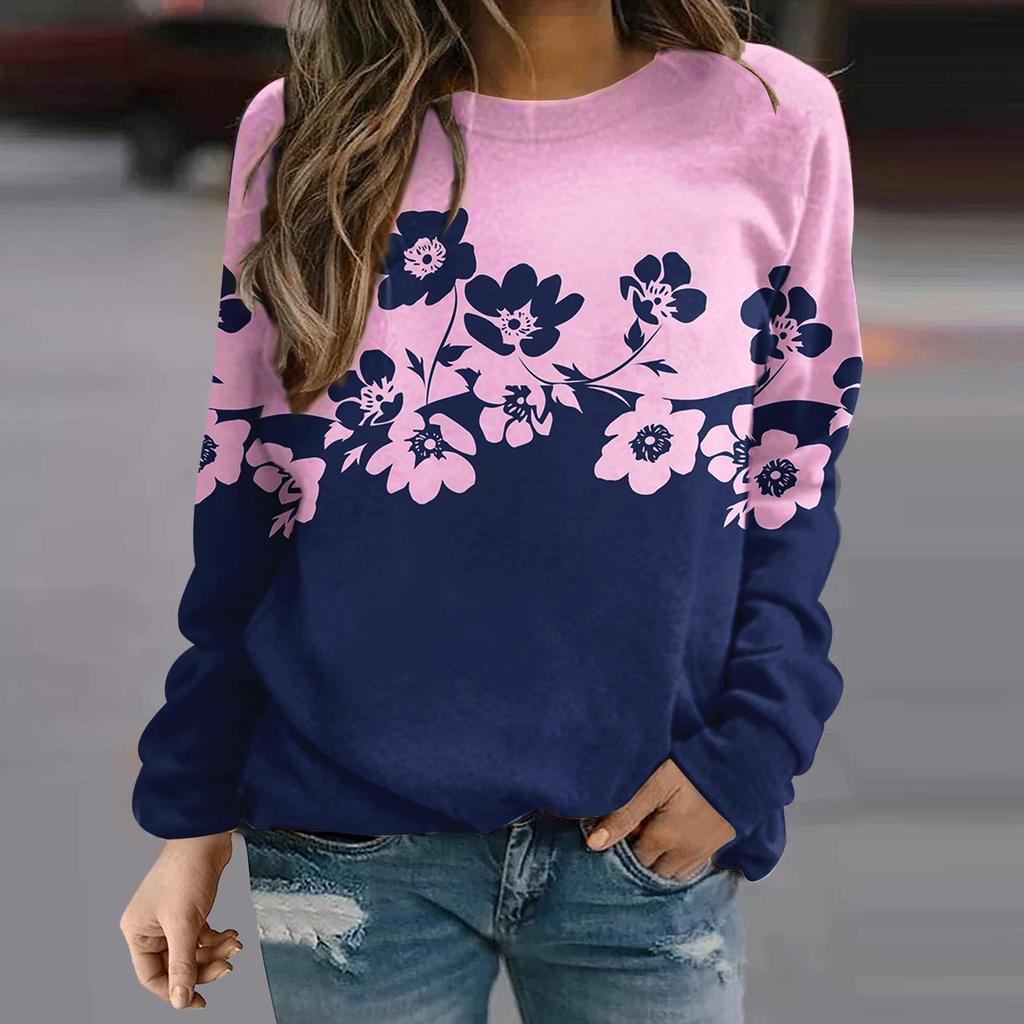 Футболка с длинным рукавом с принтом «Осенние цветы и птицы» в формате 3D, уличная одежда для женщин, свитшоты, пуловеры, свободная женская одежда