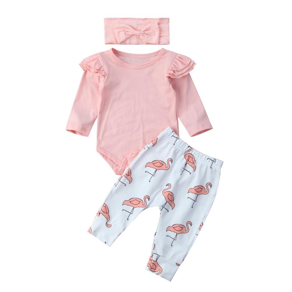 Newborn Baby Girl Clothes Romper T-shirt Top+Pants Leggings Outfits 3PCS Set