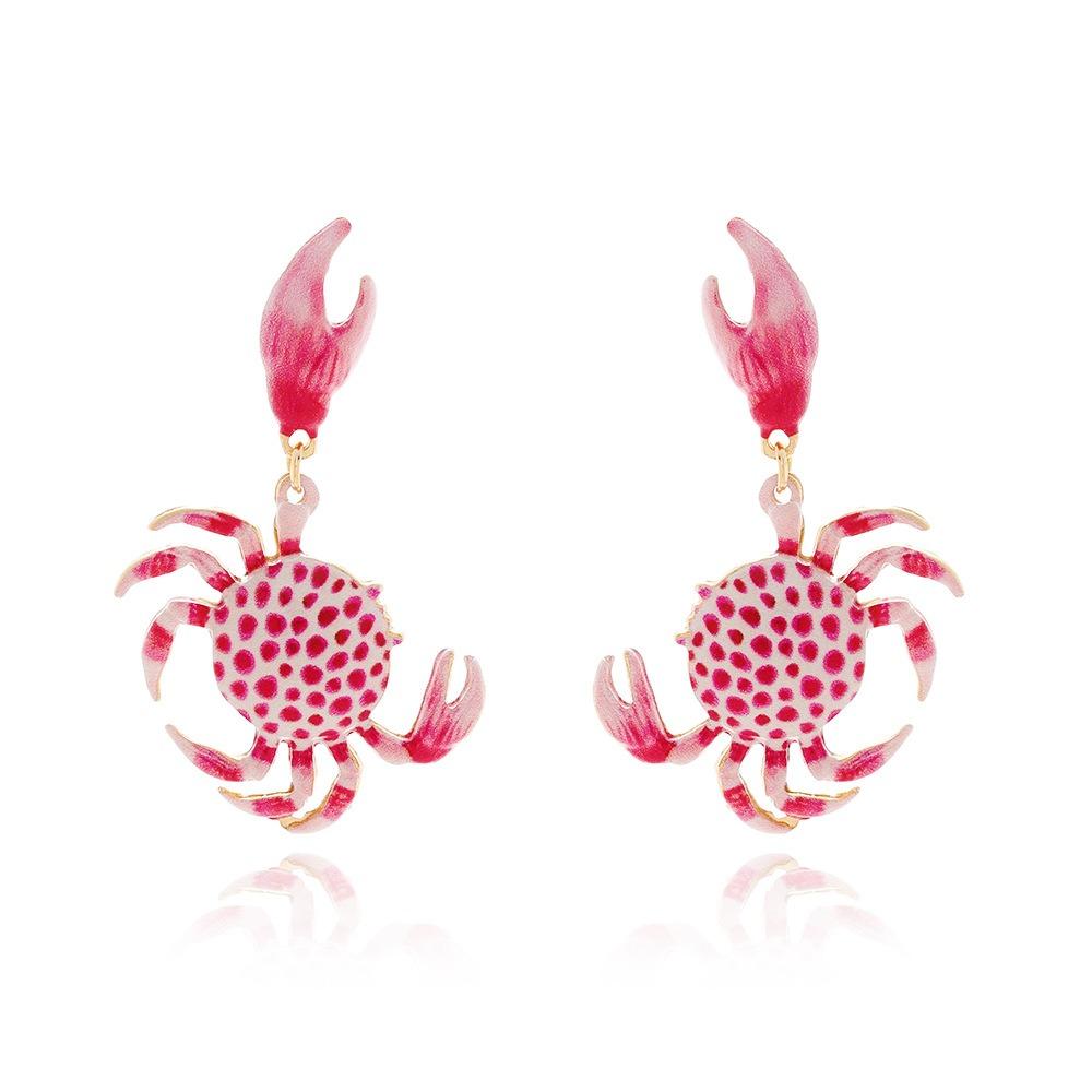 Creative Crab Earrings Unique Crab Claw Stud Earrings Trendy Pink Crab Ear Stud Girls