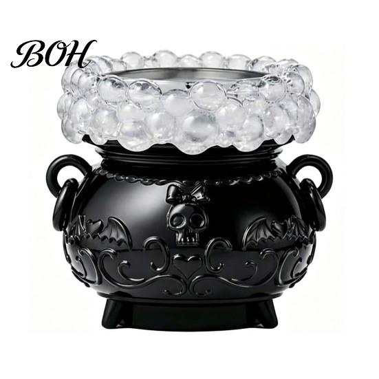 Decorative Mantle Accents Halloween Cauldron LED Bubble Light Decor, Color Changing Witch Potion Lamp with Decor Purple Light, Spooky Gothic Tabletop