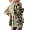 Модные женские повседневные топы в клетку с длинным рукавом и воротником-стойкой, пальто