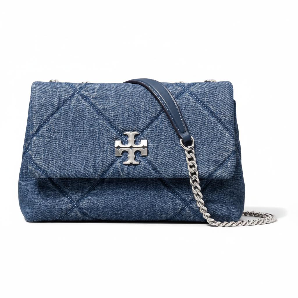 Tory Burch Kira Стеганая джинсовая сумка через плечо с дизайном "Алмаз" Маленькие женские сумки Синий 178637-401
