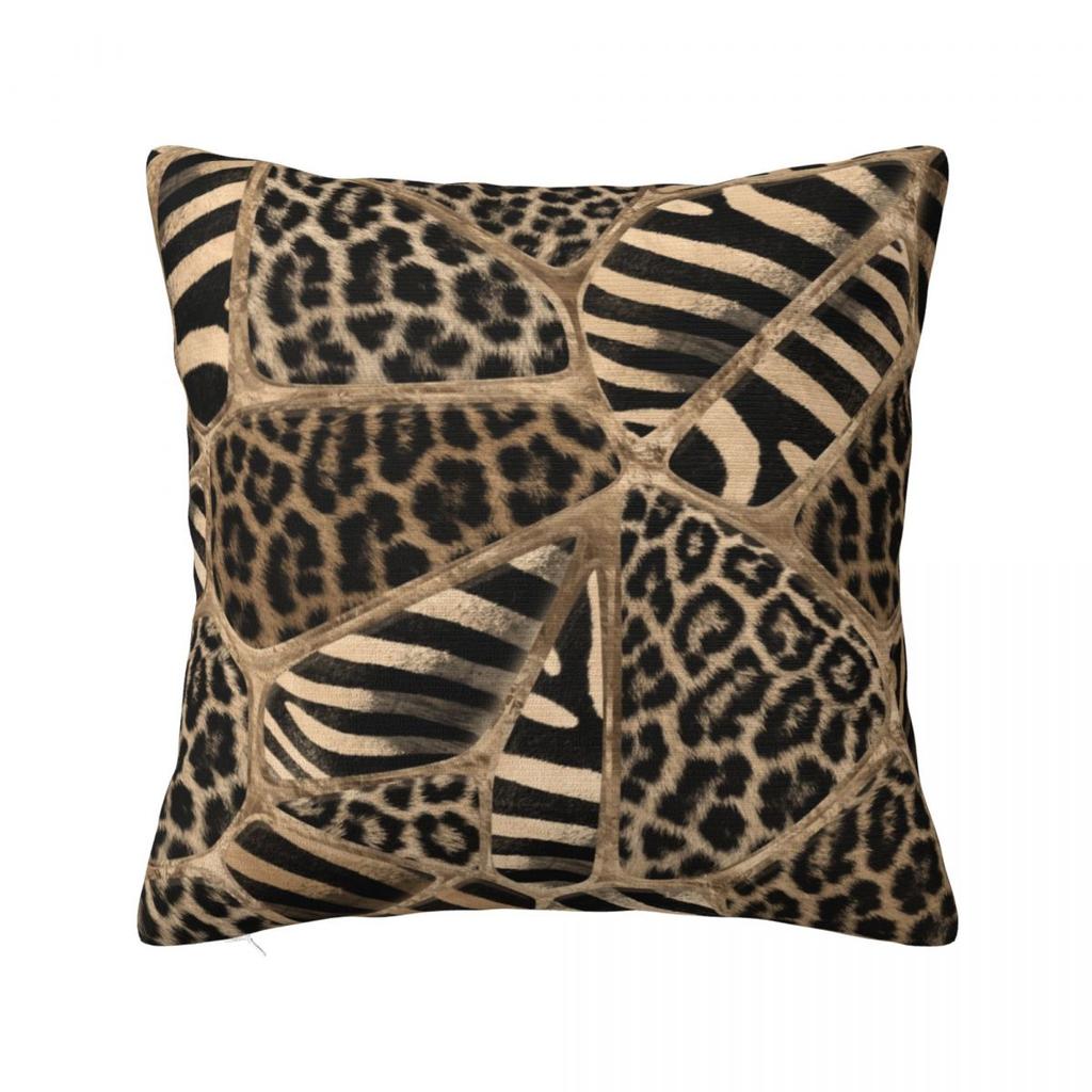 Animal Print Leopard And Zebra Square Pillowcase Pillow Cover Cushion Zip Decorative Comfort Throw Pillow for Home Living Room