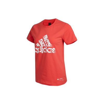 adidas Футболка с принтом панды и логотипом, модная, дышащая, удобная, повседневная, спортивная, свободная, с коротким рукавом, женская, красная, H58192