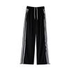 Lace Ribbon High-Waist Striped Wide-Leg Pants - Women's Sweet Spring/Autumn Style