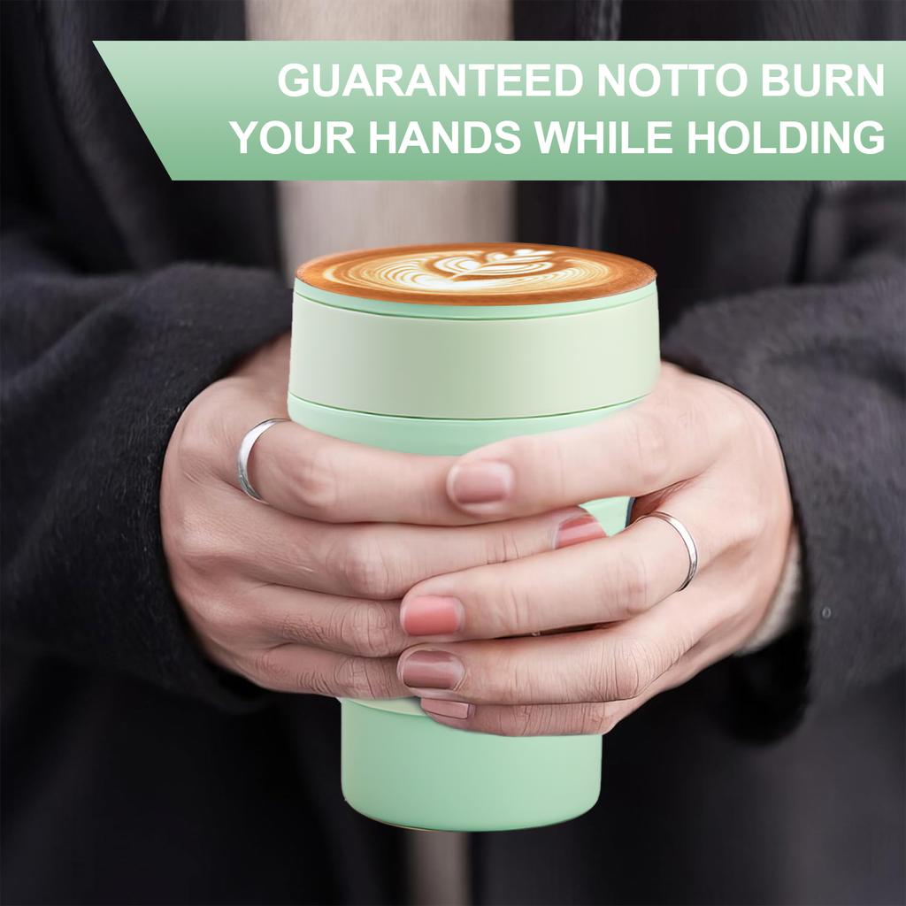 Leeseph Collapsible Travel Cup, Silicone Portable Drinking Mug with Lid for Water, Coffee, Drinks for Hiking & Picnic(350/500ML)