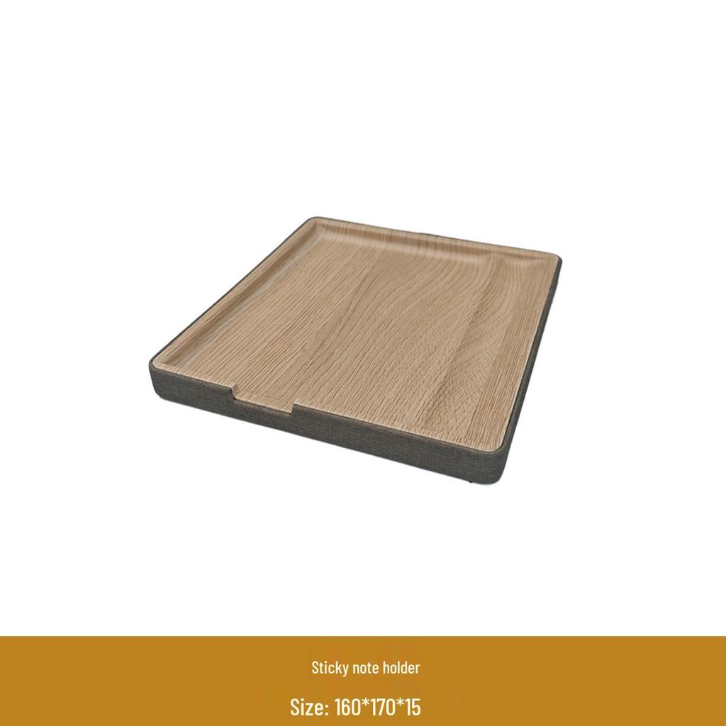 Custom High-End Hotel Guest Room Leather Wood Grain Tissue Box & Service Tray