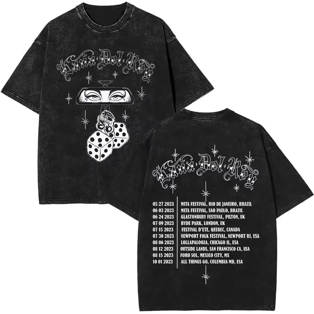 Washed Vintage Lana Del Rey Merch Tshirts Men Women Casual Oversized Short Sleeve Tshirt Male Fashion Retro T Shirt Streetwear
