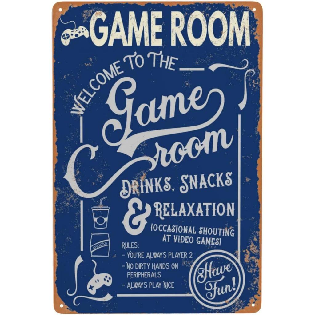 D Gaming Room Metal Tin Signs Welcome To The Game Room Poster Boy Bedroom Decor Iron Plate Youth Dormitory Wall Decoration P