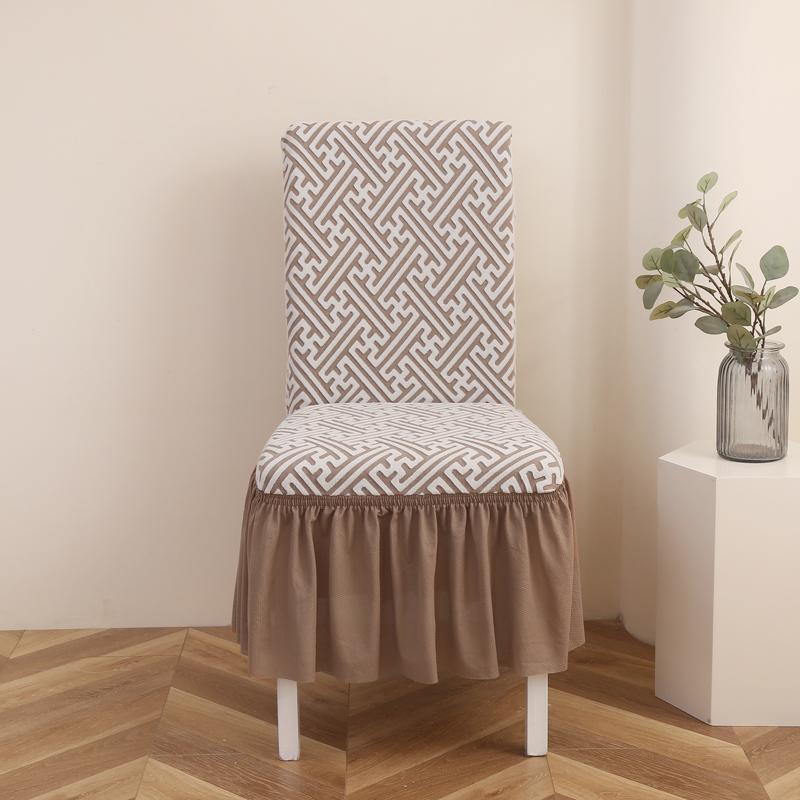1Pcs Thickened Jacquard Elastic Chair Cover With Skirt Universal All-inclusive Elastic One-piece Dining Chair Cover