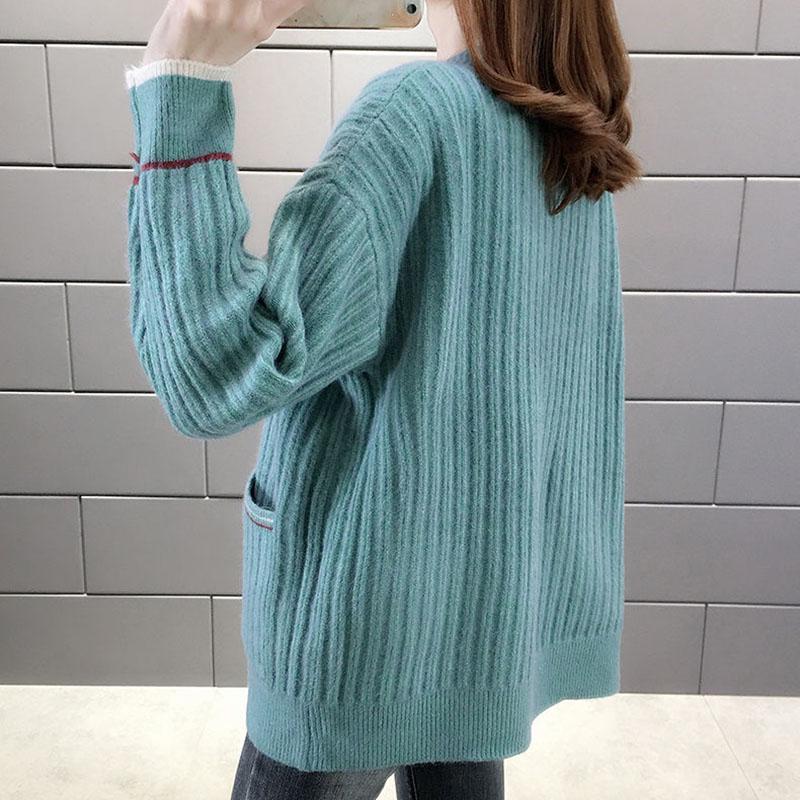 Вязаный кардиган, свитер, куртка, женская сетка, красный ленивый ветер, свободный топ, осенняя женская мода, корейская версия