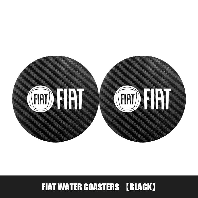 2Pcs Car Coaster PVC Logo Water Cup Pad Anti Slip Mat Accessories For Fiat Abarth 500e Panda Tipo FR Argo Freemont Viaggio Bravo