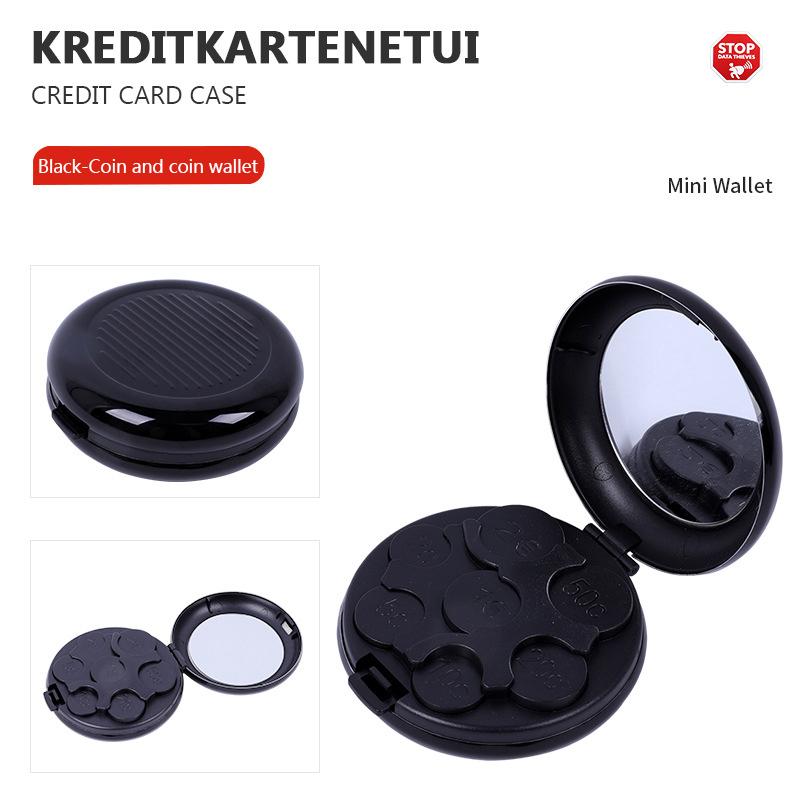 Модный креативный мини-коробка для хранения евромонет с зеркалом, портативный дорожный круглый кошелек из алюминиевого сплава с нулем евро, кошельки для монет