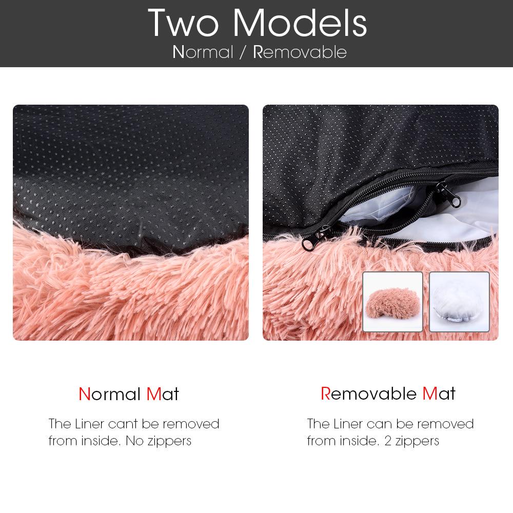 Круглая плюшевая кровать для собак, домик, коврик для собак, зимнее теплое гнездо для спящих кошек, мягкая длинная плюшевая корзина для собак, подушка для домашних животных, портативные принадлежности для домашних животных