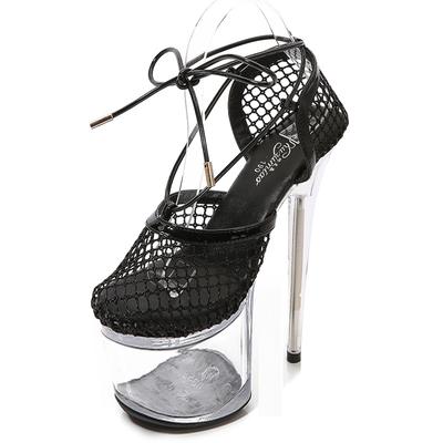 Новое поступление, туфли на платформе с кристаллами, пикантные туфли на шпильке с перекрестным ремешком, серия 1986 года, каблук 17 см, платформа 7 см, LFD