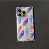 Square Back Tube Protection Clear Case For iPhone 11 14 Pro Max 16 ProMax 15 Plus 12 13 Anti-Oxygen,Full Screen Feathers Pattern Casing