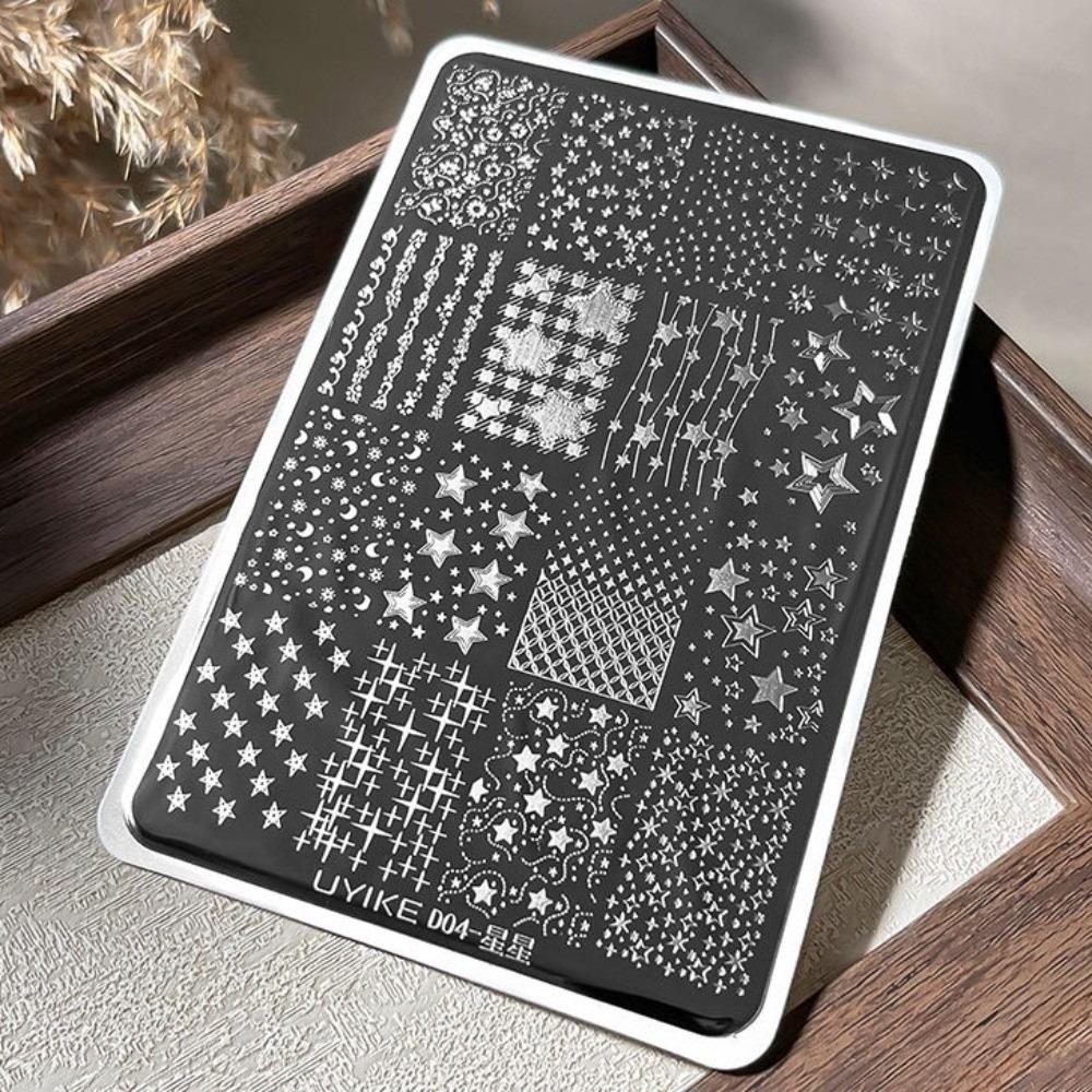 Star Moon Nail Stamping Plates Rectangle Shape Silicone Stamp Printing Template Manicure Tools