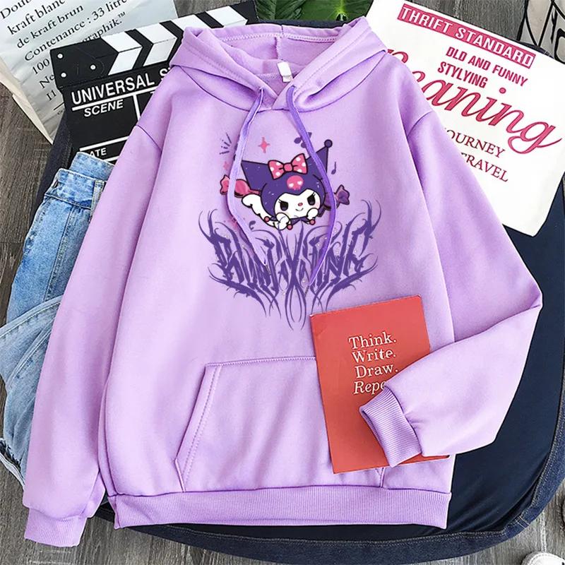 Японское аниме Sanrio Kuromi милое женское худи студенческая толстовка Y2K весна и осень для спорта и отдыха на открытом воздухе пуловер