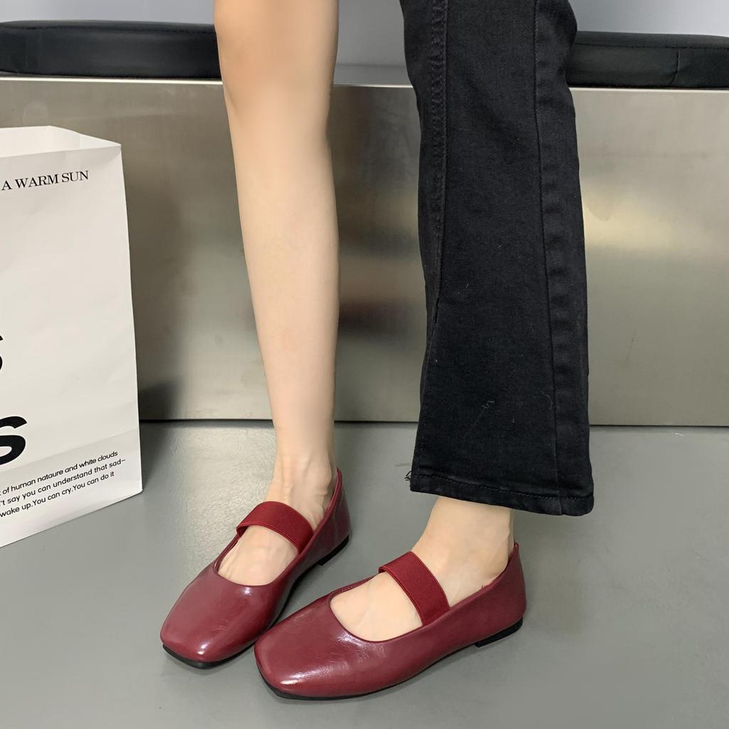 Square Toe Women Flats Shoes Mary Jane Shoes Fashion Shallow Elastic Band Spring Autumn Ladies Comfort Soft Sole Shoes